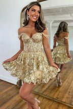 Sparkly Black Corset Tiered Lace A-Line Short Homecoming Prom Dress Bmbride