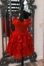 Sparkly Grey A-Line Tiered Lace Short Homecoming Prom Dress Bmbride