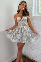 Sparkly Fuchsia Tiered Lace A-Line Short Homecoming Dress Bmbride
