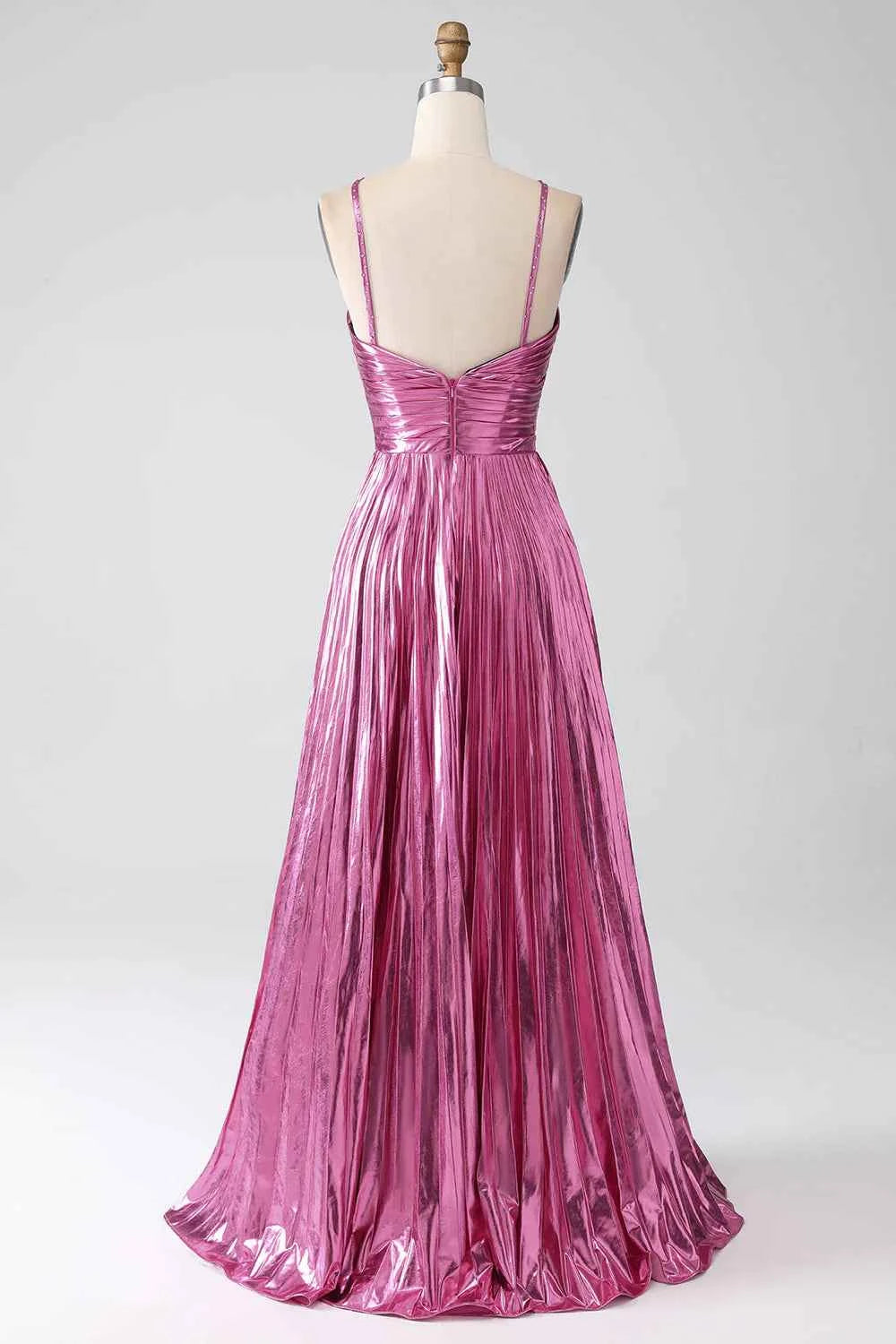 Sparkly Golden A Line Halter Neck Long Prom Dress with Keyhole Slit