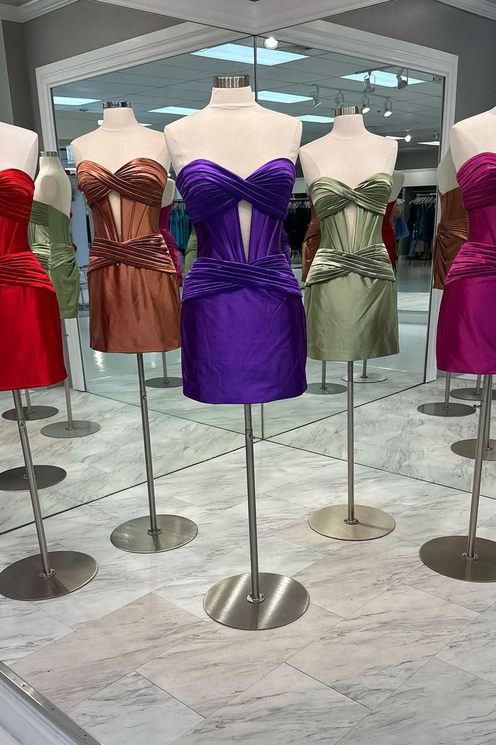 Burgundy Corset Strapless Tight Short Homecoming Dress Bmbride