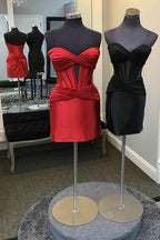 Burgundy Corset Strapless Tight Short Homecoming Dress Bmbride