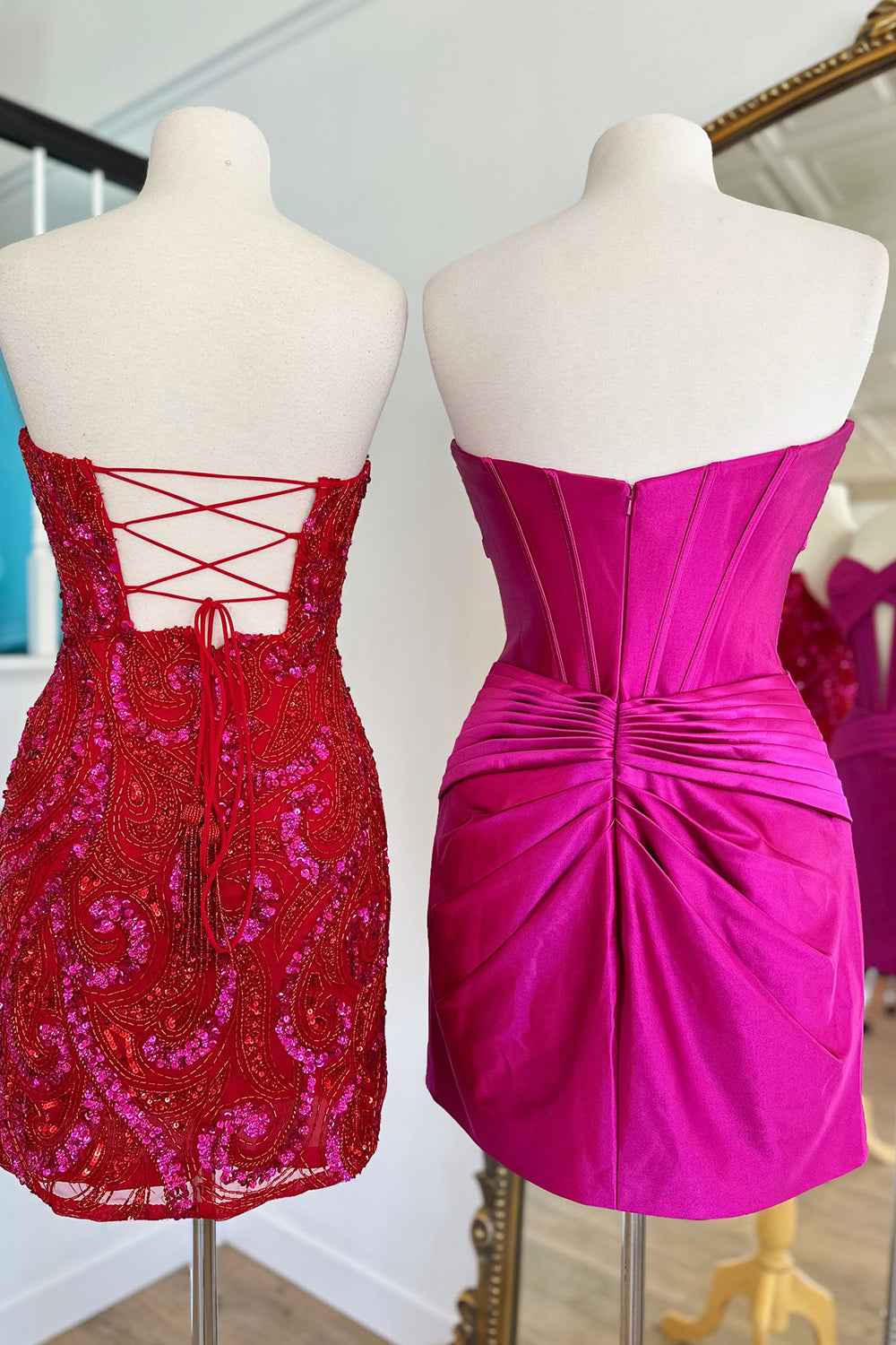 Copper Corset Keyhole Tight Short Homecoming Dress with Ruffles Bmbride