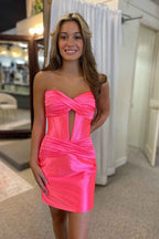 Hot Pink Corset Sweetheart Tight Short Homecoming Dress Bmbride