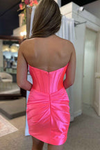 Hot Pink Corset Sweetheart Tight Short Homecoming Dress Bmbride