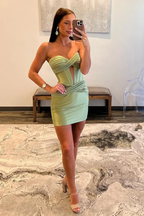 Copper Corset Keyhole Tight Short Homecoming Dress with Ruffles Bmbride