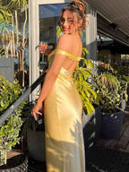Aqua Mermaid Off The Shoulder Sheath Satin Long Prom Dress