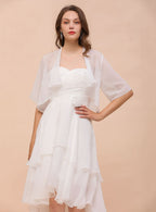 A-line Half Sleeves Chiffon Knee-Length Dress Wraps BMbride