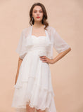A-line Half Sleeves Chiffon Knee-Length Dress Wraps BMbride
