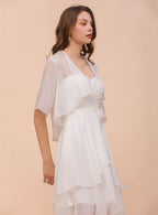 A-line Half Sleeves Chiffon Knee-Length Dress Wraps BMbride