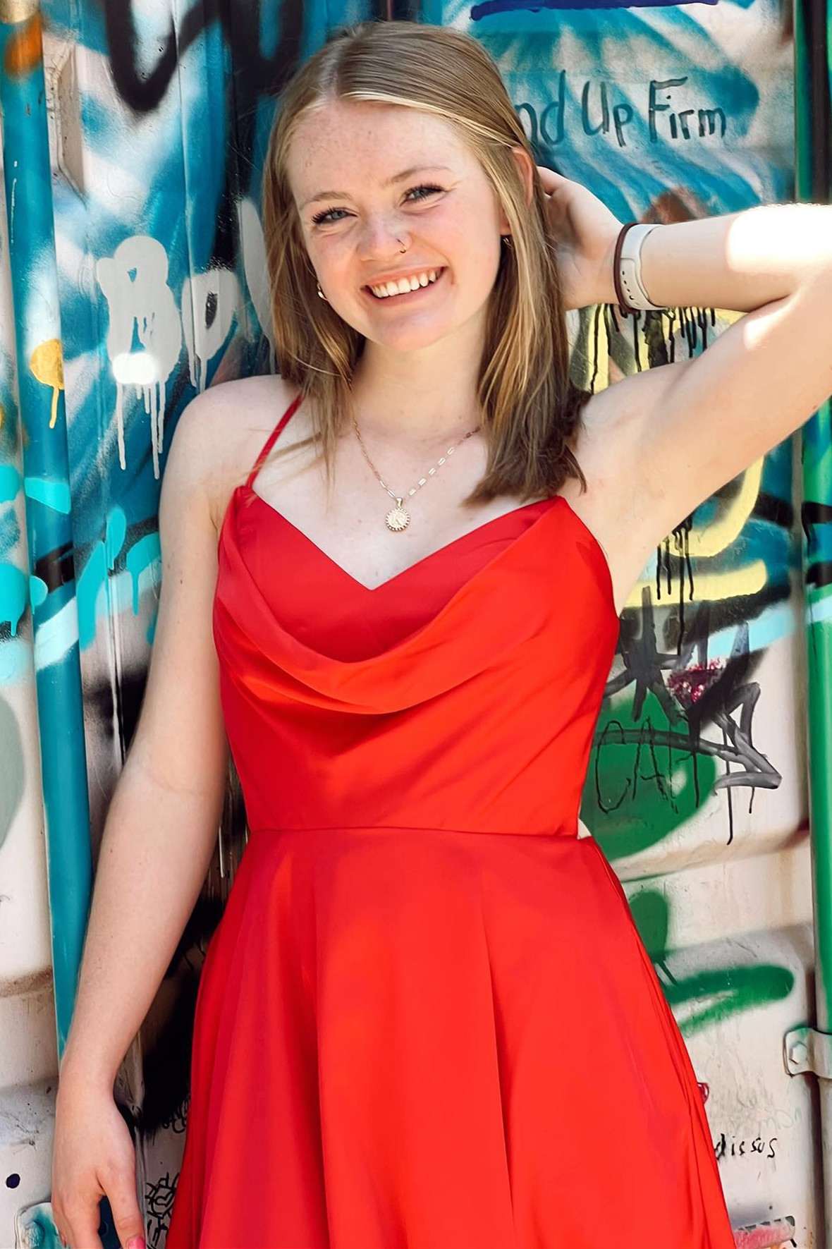 Vibrant Hot Pink Cowl Neck Lace-Up Short Homecoming Dress BM bride