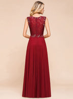 A-Line Jewel Lace Sleeveless Chiffon Dress BMbride