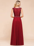A-Line Jewel Lace Sleeveless Chiffon Dress BMbride