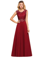 A-Line Jewel Lace Sleeveless Chiffon Dress BMbride