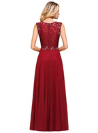 A-Line Jewel Lace Sleeveless Chiffon Dress BMbride
