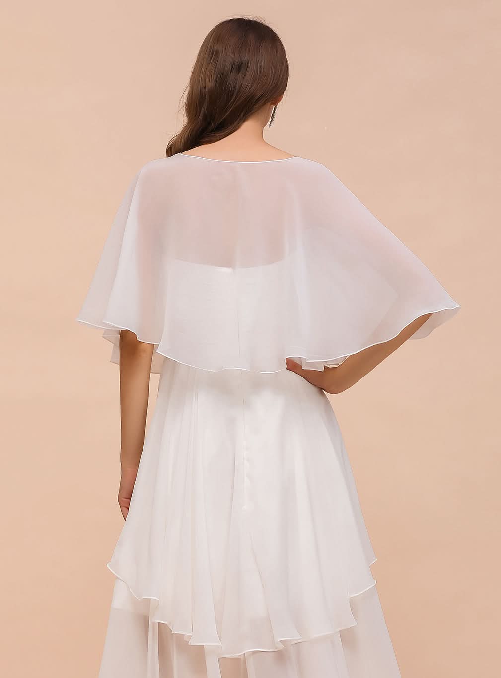 A-line Jewel Neck Chiffon Knee-Length Dress Wraps BMbride
