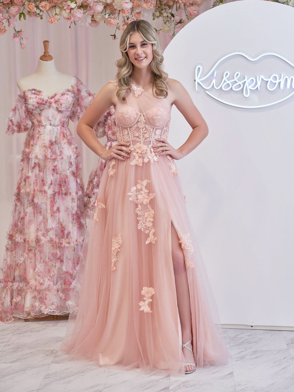Elegant A-Line One Shoulder Black Long Prom Dress with Appliques BM bride