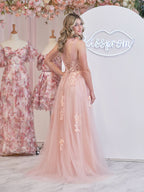 Elegant A-Line One Shoulder Black Long Prom Dress with Appliques BM bride