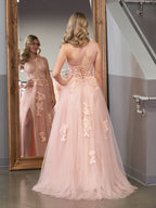Elegant A-Line One Shoulder Black Long Prom Dress with Appliques BM bride