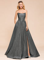 A-Line Strapless Sleeveless Slit Floor-Length Dress BMbride