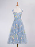 Romantic A-Line Sweetheart Dusty Blue Long Prom Dress with Embroidery BM bride