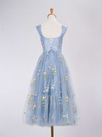 Romantic A-Line Sweetheart Dusty Blue Long Prom Dress with Embroidery BM bride