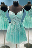Sweet A-Line Mint Appliques Short Homecoming Dresses BM bride