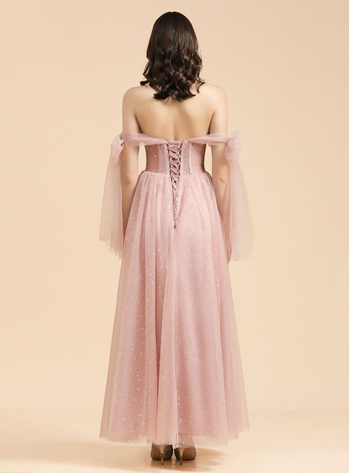 A-Line Sweetheart Sleeveless Tulle Straps Floor-length Dress BMbride