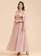 A-Line Sweetheart Sleeveless Tulle Straps Floor-length Dress BMbride