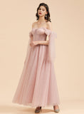 A-Line Sweetheart Sleeveless Tulle Straps Floor-length Dress BMbride