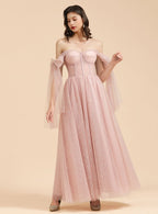 A-Line Sweetheart Sleeveless Tulle Straps Floor-length Dress BMbride
