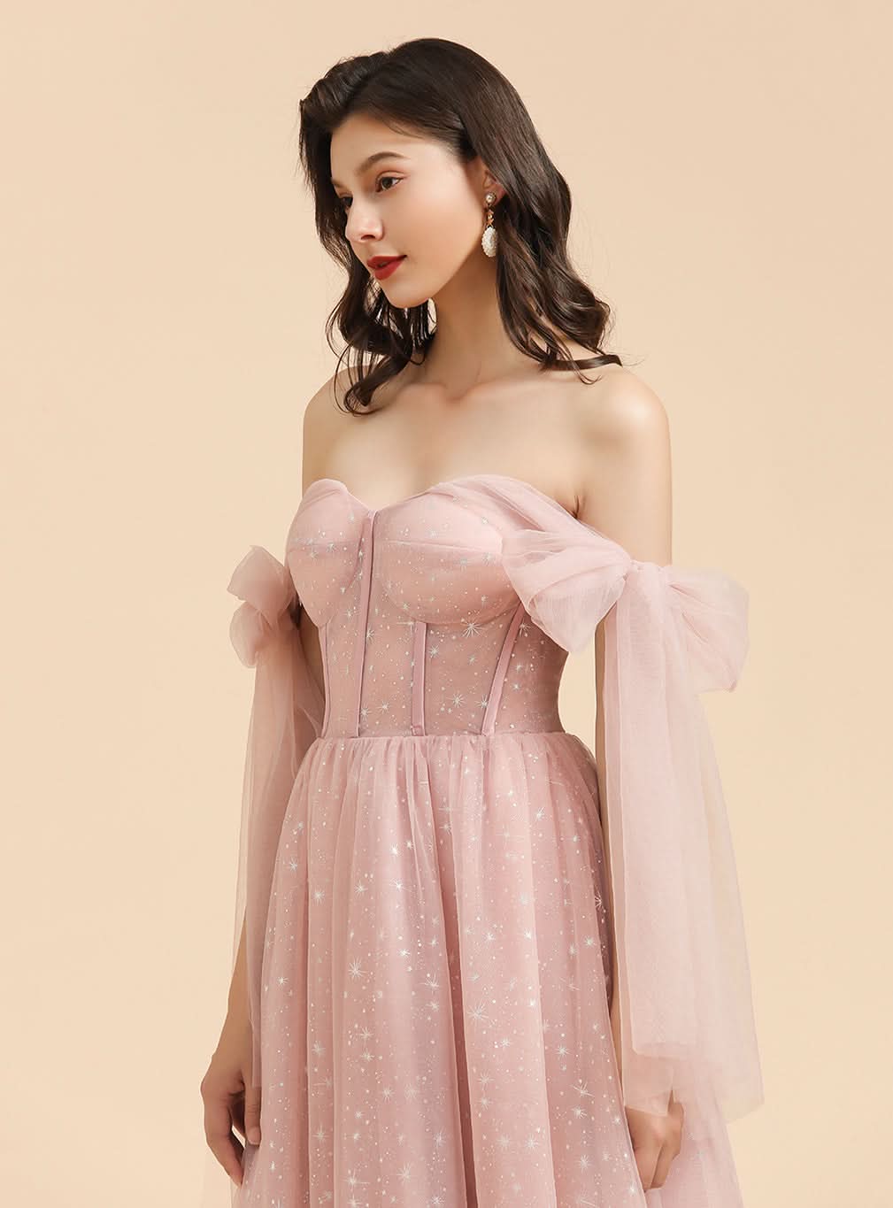 A-Line Sweetheart Sleeveless Tulle Straps Floor-length Dress BMbride