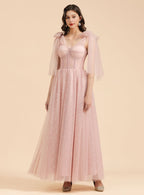 A-Line Sweetheart Sleeveless Tulle Straps Floor-length Dress BMbride