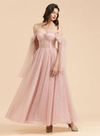A-Line Sweetheart Sleeveless Tulle Straps Floor-length Dress BMbride