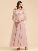 A-Line Sweetheart Sleeveless Tulle Straps Floor-length Dress BMbride