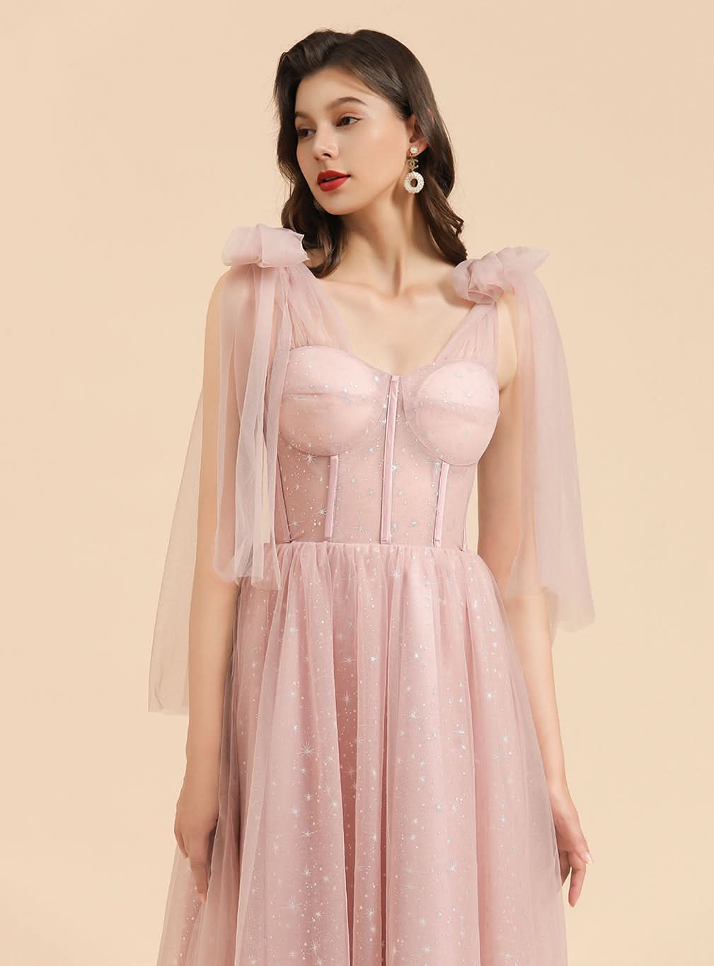 A-Line Sweetheart Sleeveless Tulle Straps Floor-length Dress BMbride