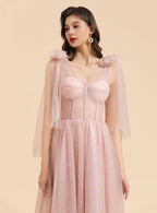 A-Line Sweetheart Sleeveless Tulle Straps Floor-length Dress BMbride