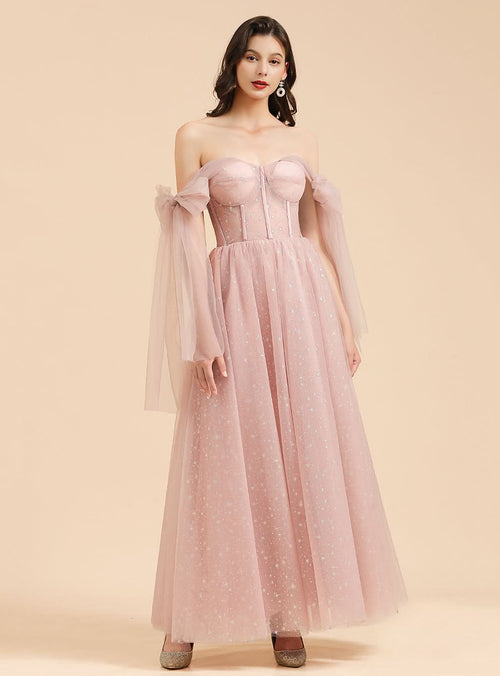 A-Line Sweetheart Sleeveless Tulle Straps Floor-length Dress BMbride