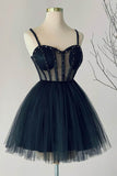 Delightful A-Line Sweetheart Tulle Beaded Short Homecoming Dress Party Gown BM bride