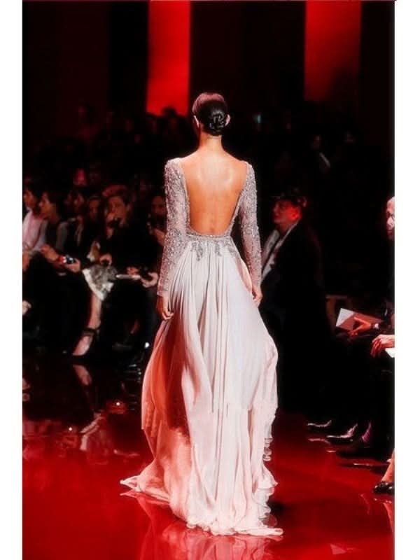 BMbride A-Line/Elegant High Neck Long Sleeves Applique Chiffon Prom Dresses BMbride