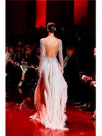 BMbride A-Line/Elegant High Neck Long Sleeves Applique Chiffon Prom Dresses BMbride