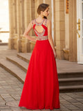 BMbride A-Line/Elegant Scoop Beading Sleeveless Floor-length Chiffon Prom Dresses BMbride