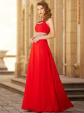 BMbride A-Line/Elegant Scoop Beading Sleeveless Floor-length Chiffon Prom Dresses BMbride
