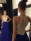 BMbride A-Line/Elegant Scoop Sleeveless Beading Chiffon Prom Dresses BMbride