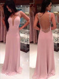 BMbride A-Line/Elegant Straps Sleeveless Beading Floor-length Chiffon Prom Dresses BMbride