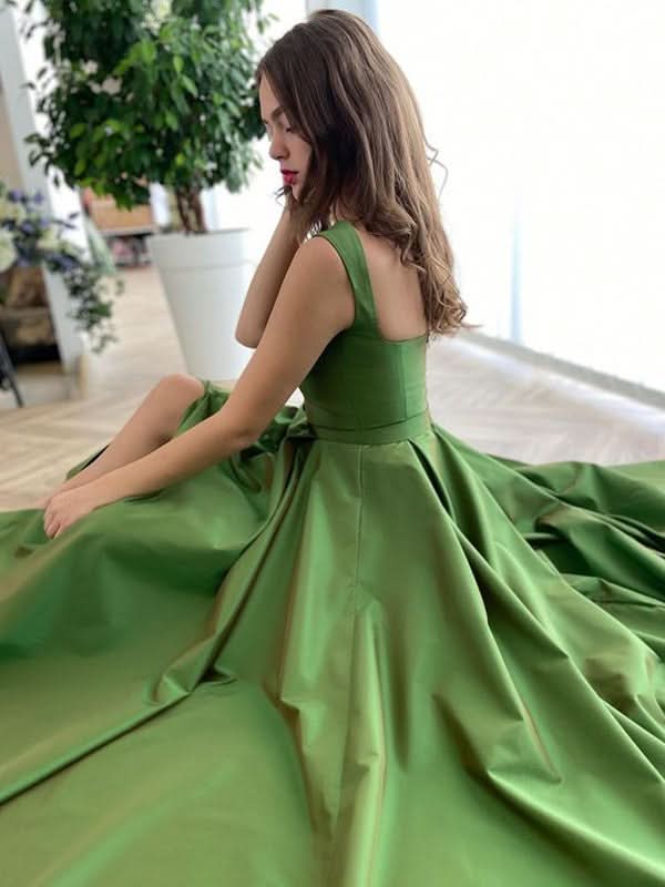 BMbride A-Line/Elegant Straps Sleeveless Satin Ruffles Prom Dresses BMbride