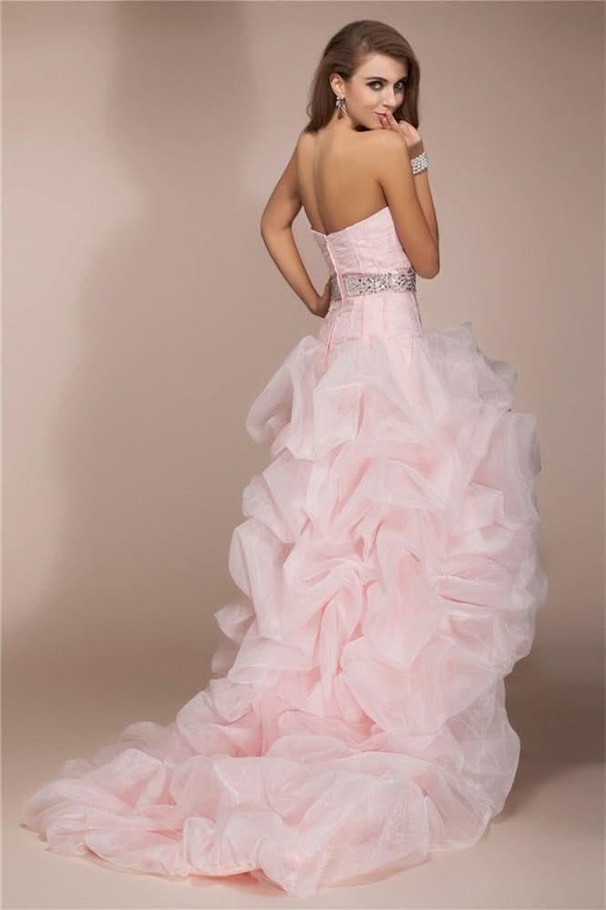 BMbride A-Line/Elegant Sweetheart Sleeveless High Low Beading Organza Prom Dresses BMbride