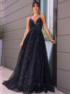 BMbride A-Line/Elegant V-neck Sequins Sleeveless Sequin Prom Dresses BMbride