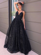 BMbride A-Line/Elegant V-neck Sequins Sleeveless Sequin Prom Dresses BMbride