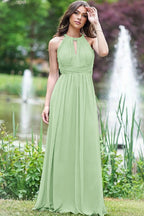 Elegant Lilac Halter Sleeveless A-Line Prom Dress with Open Back BM bride